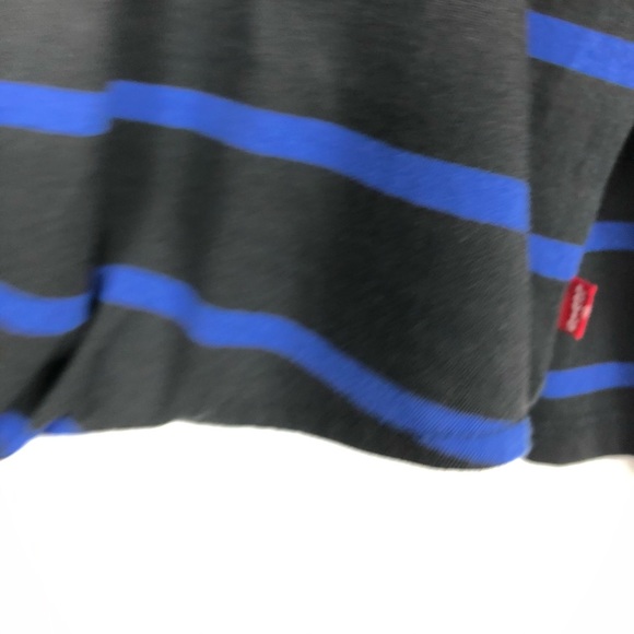 Levi’s Black & Blue Striped Tie Front Top Size M - Picture 2 of 8